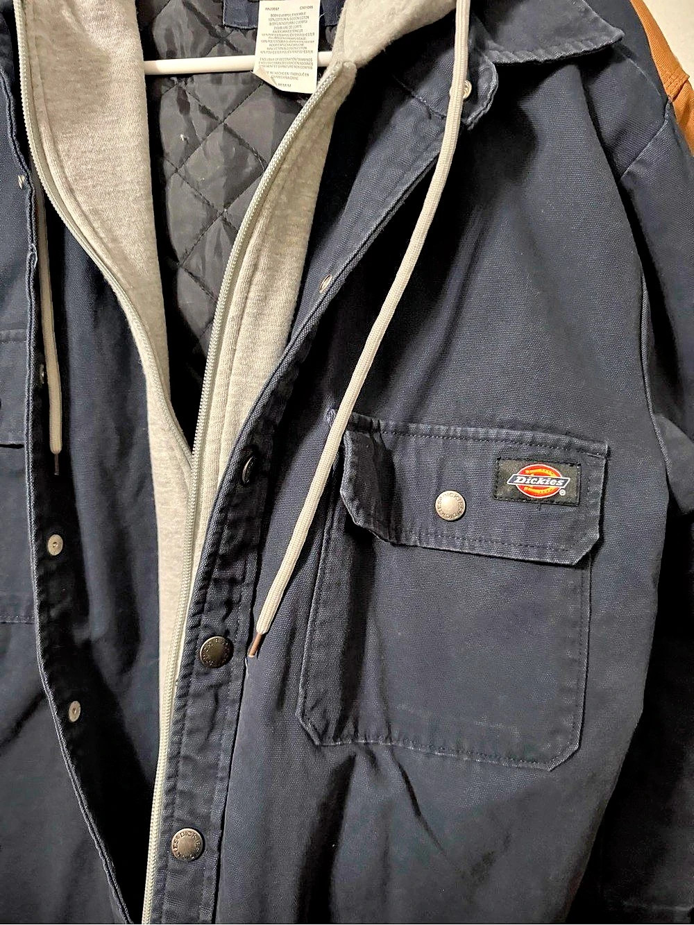 Dickies Hooded Quilted Lined Flannel Shirt Jacket Black